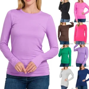 Womens Warm Buttery Soft Long Sleeve T-Shirts Layering Casual Fashion Top