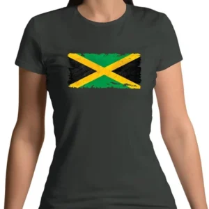 Jamaica Grunge Style Flag - Womens T-Shirt - Jamaican Love Kingston Town