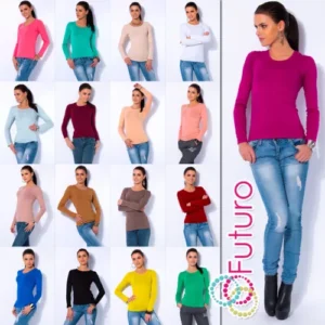 Ladies Casual Top Scoop Neck Stretch Jumper Long Sleeve T-Shirt Size 8-12 FT546