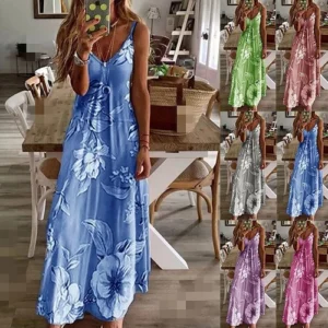 Women's Strappy Floral Maxi Dress Ladies Summer Beach Evening Party Boho Dresses