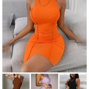 Sexy Summer Sleeveless Bodycon Dresses for Women Slim Fit Clubwear Party Dress