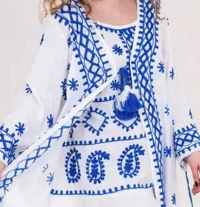 Kaftan 2pcs Soft Cotton Blend Hand Embellished day out Beachwear Summer Dress