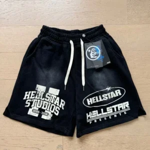 2025 NEW Hell Fashion Star Trendy High Street Cotton Leisure Shorts Black