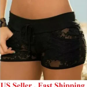 New Women Fashion Shorts Sexy Black Lace Hollow Out Summer Short Pant`US